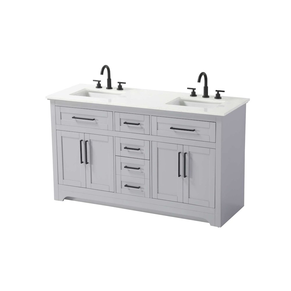 60 inch Double Bathroom Vanity in Grey. Picture 1