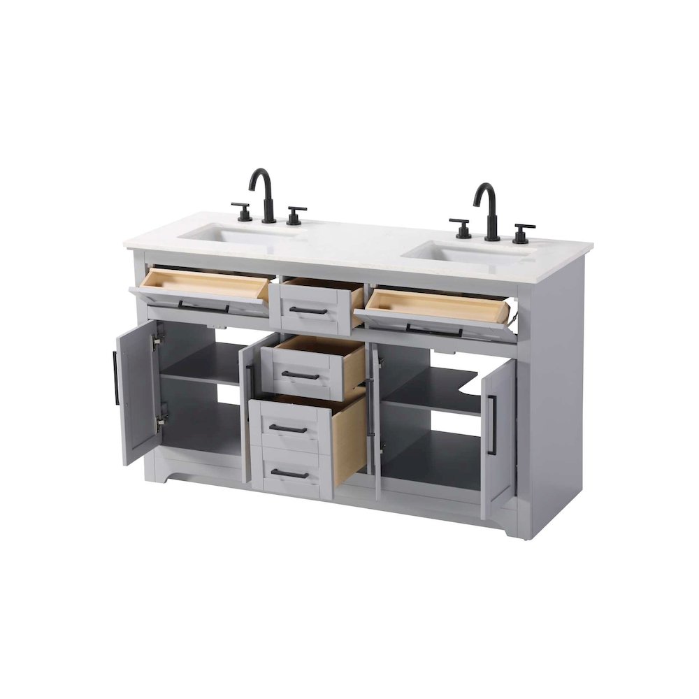 60 inch Double Bathroom Vanity in Grey. Picture 2