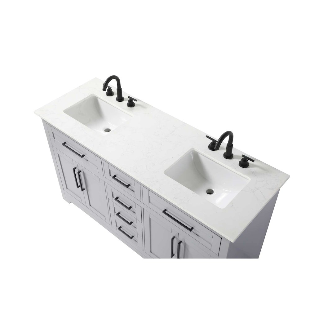 60 inch Double Bathroom Vanity in Grey. Picture 3