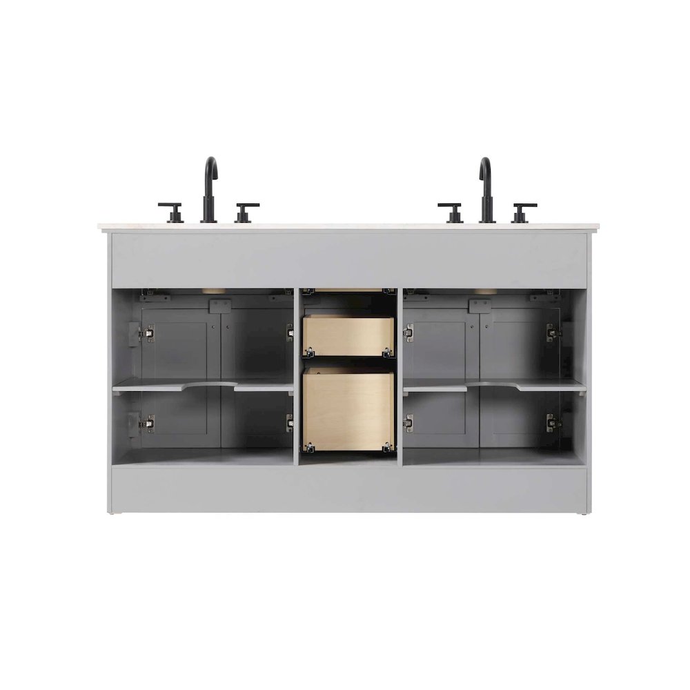 60 inch Double Bathroom Vanity in Grey. Picture 7