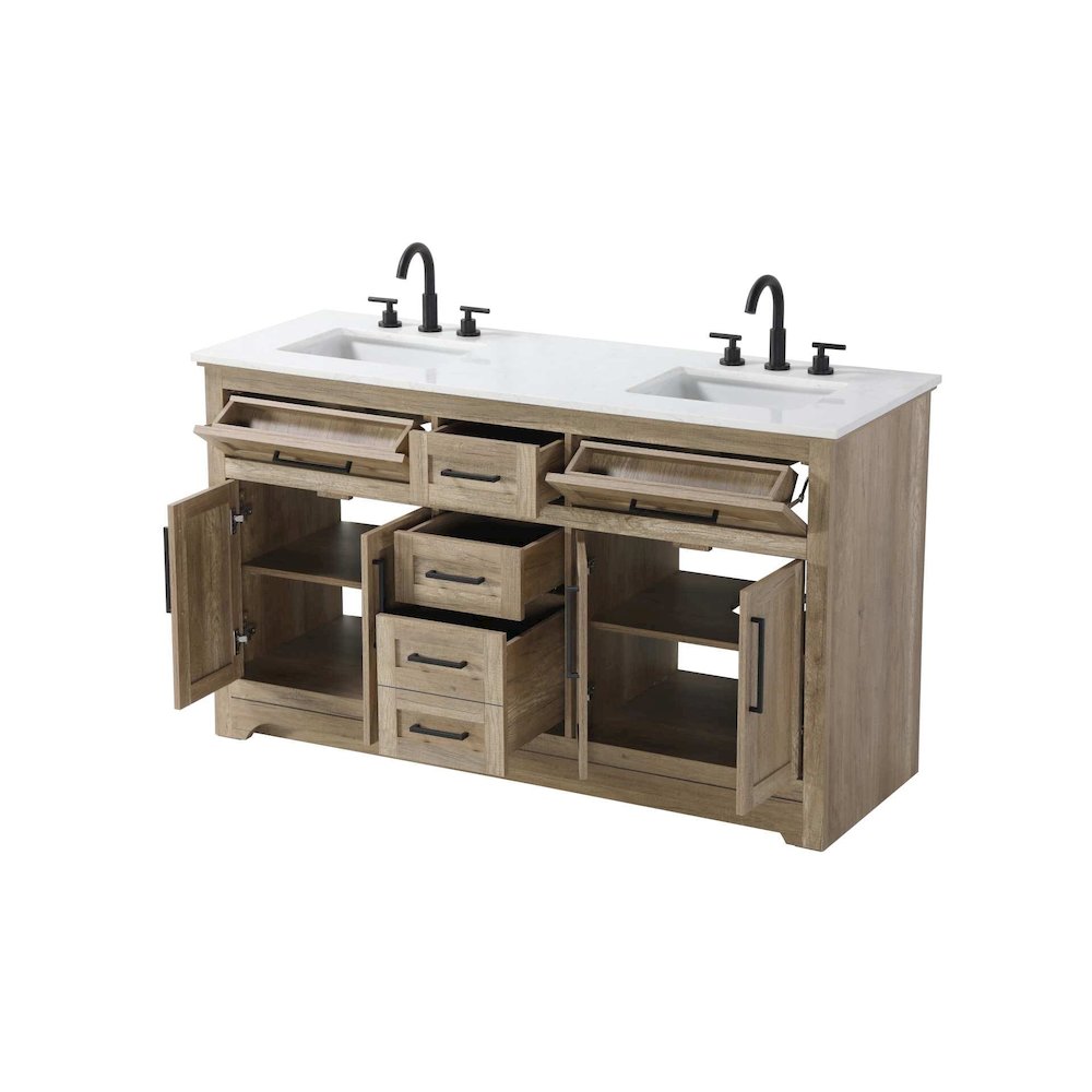 60 inch Double Bathroom Vanity in Natural oak. Picture 2