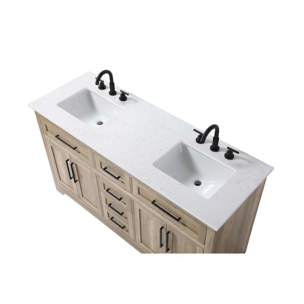 60 inch Double Bathroom Vanity in Natural oak. Picture 3