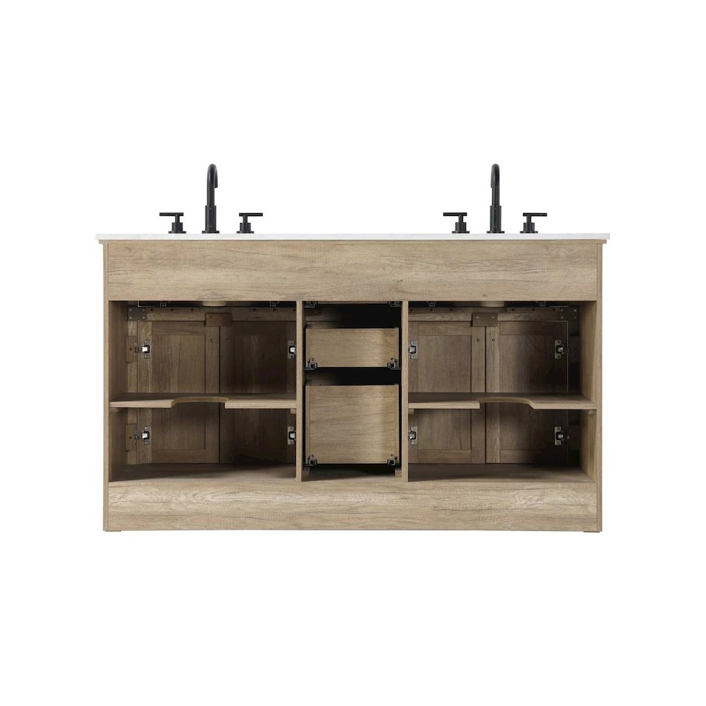 60 inch Double Bathroom Vanity in Natural oak. Picture 7
