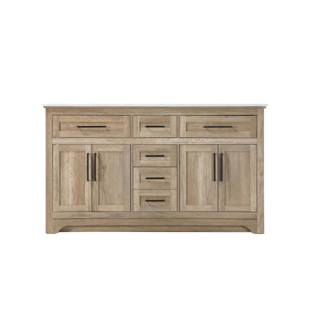 60 inch Double Bathroom Vanity in Natural oak. Picture 9