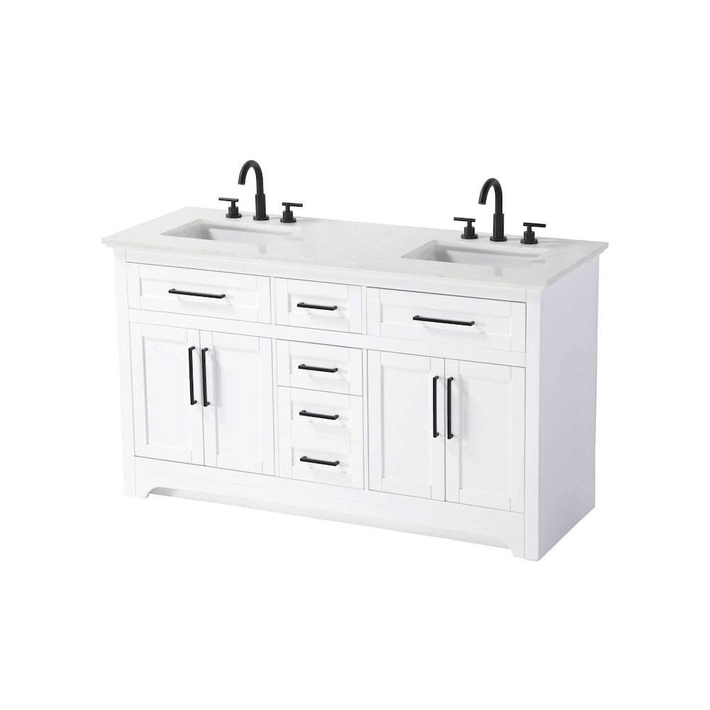 60 inch Double Bathroom Vanity in White. Picture 1