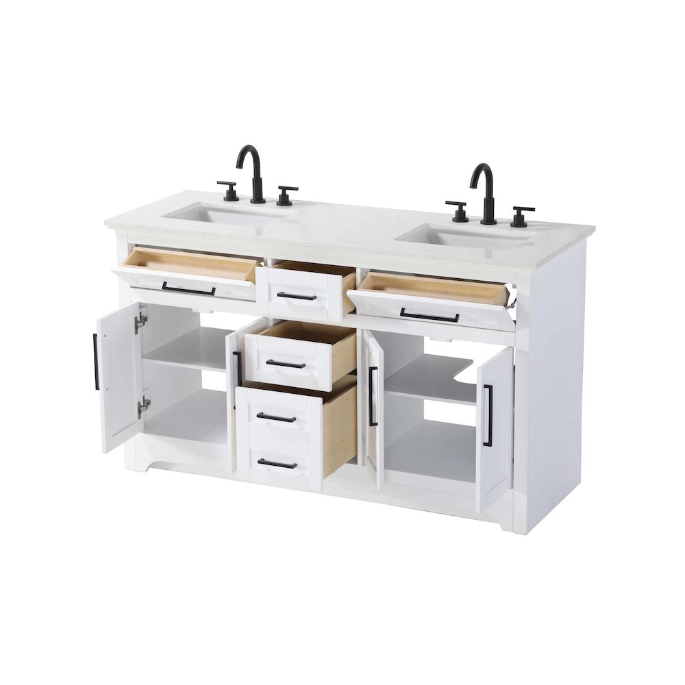 60 inch Double Bathroom Vanity in White. Picture 2