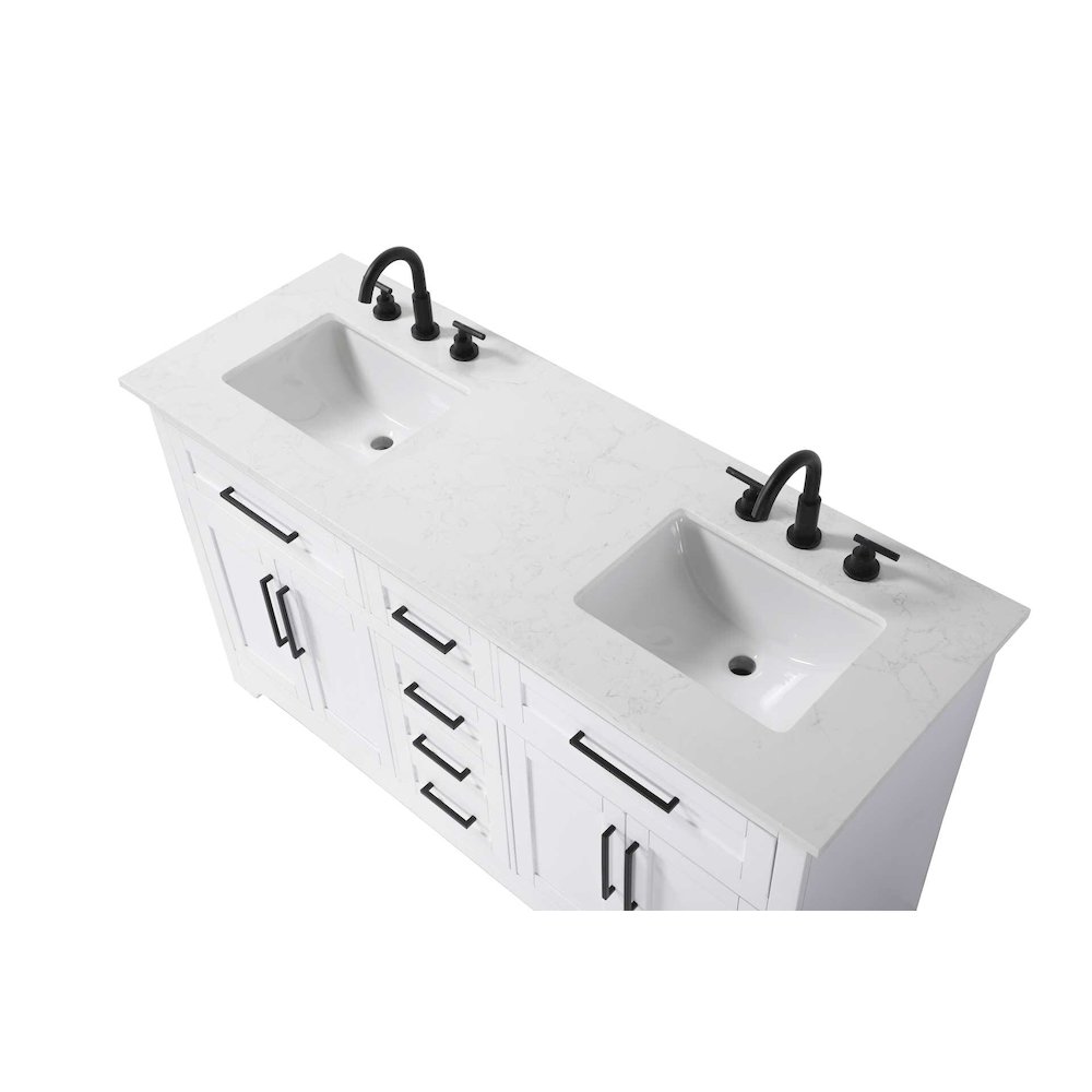 60 inch Double Bathroom Vanity in White. Picture 3