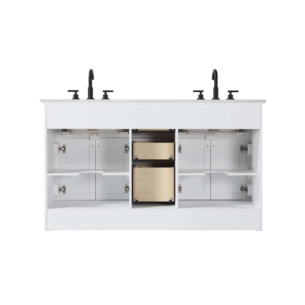 60 inch Double Bathroom Vanity in White. Picture 7