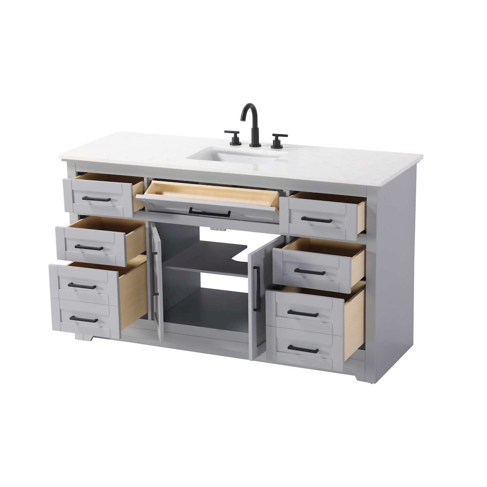 60 inch Single Bathroom Vanity in Grey. Picture 2