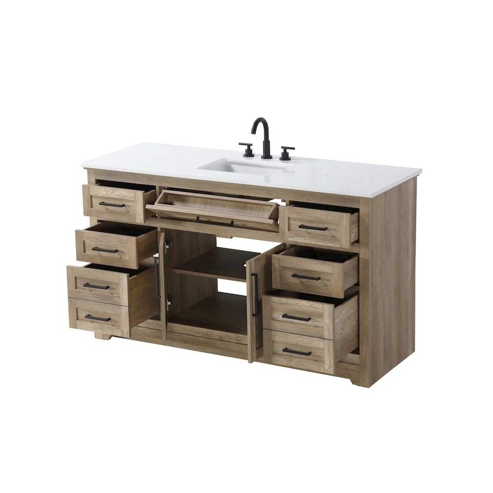 60 inch Single Bathroom Vanity in Natural oak. Picture 2