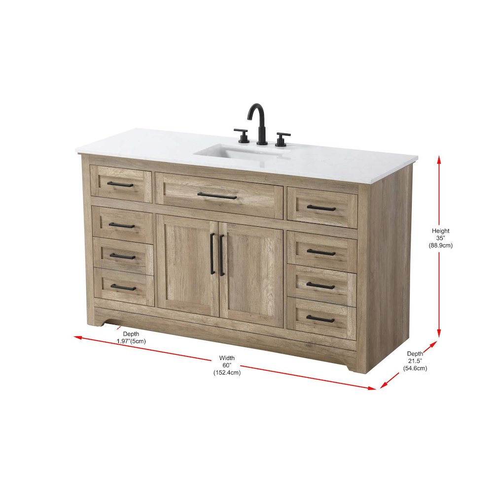 60 inch Single Bathroom Vanity in Natural oak. Picture 8