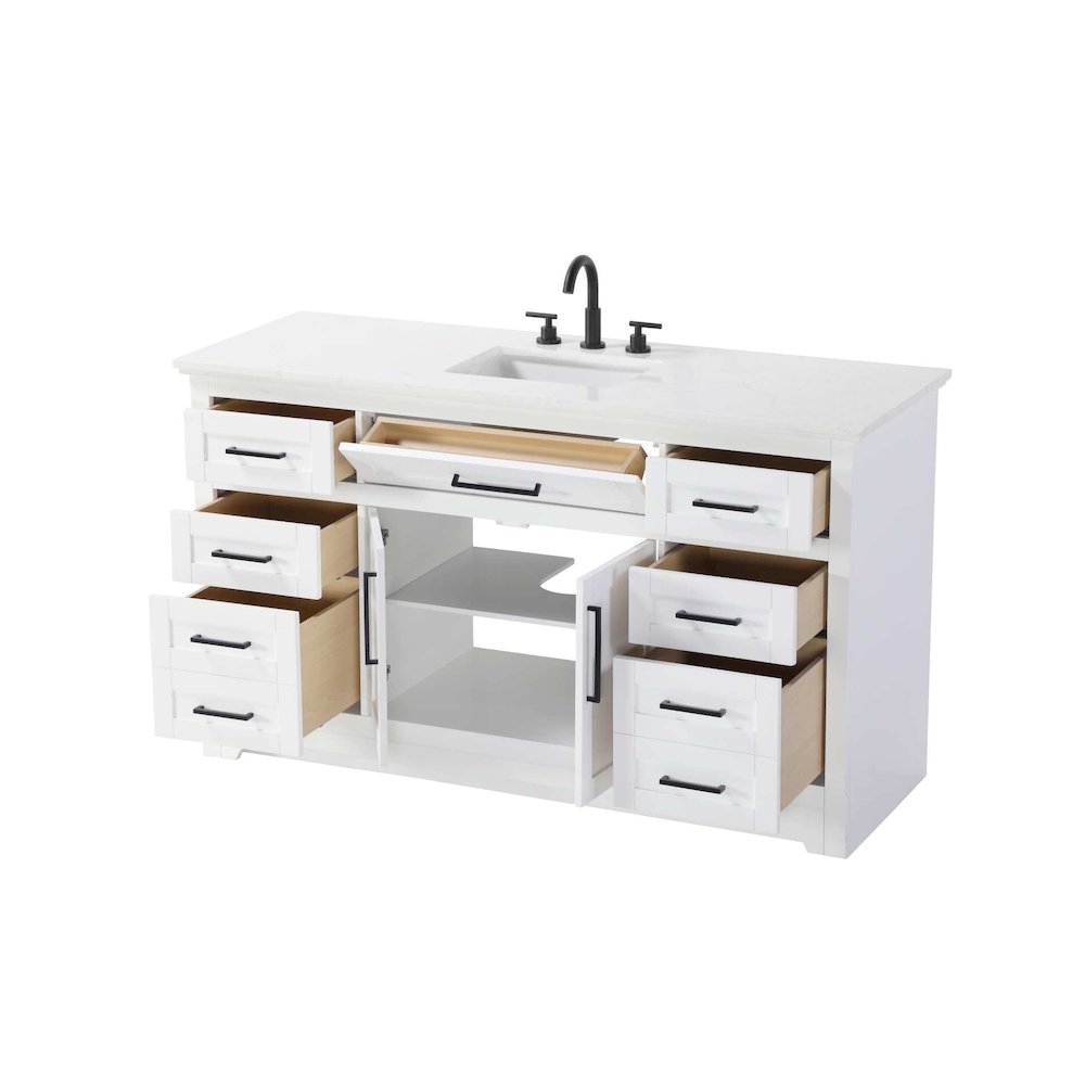 60 inch Single Bathroom Vanity in White. Picture 2