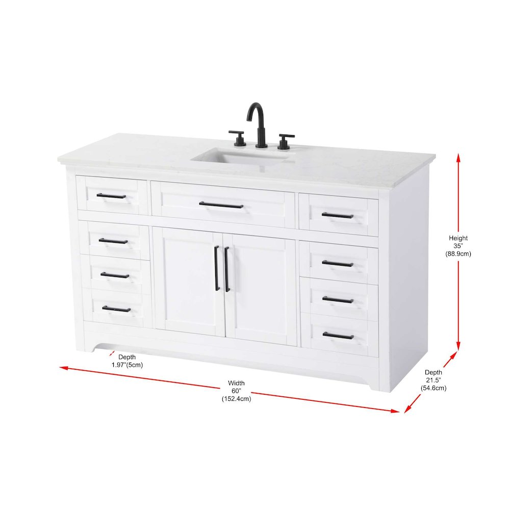 60 inch Single Bathroom Vanity in White. Picture 8