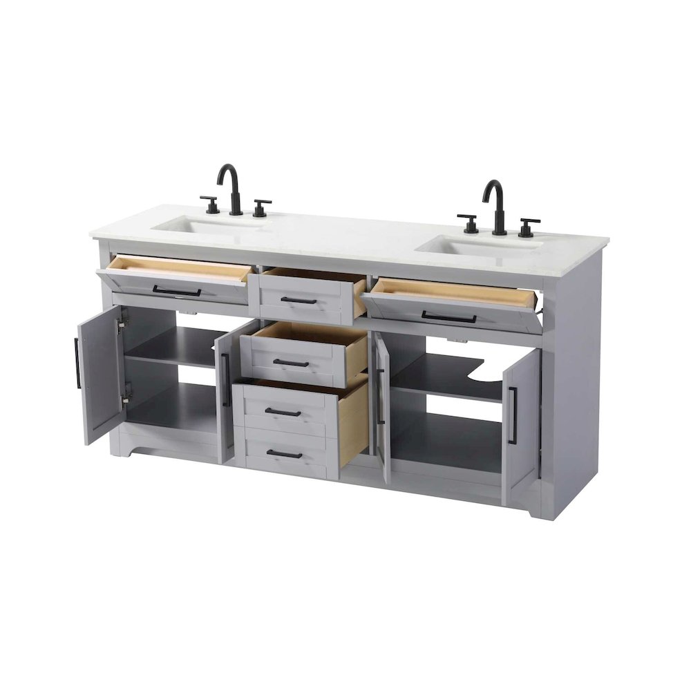 72 inch Double Bathroom Vanity in Grey. Picture 2