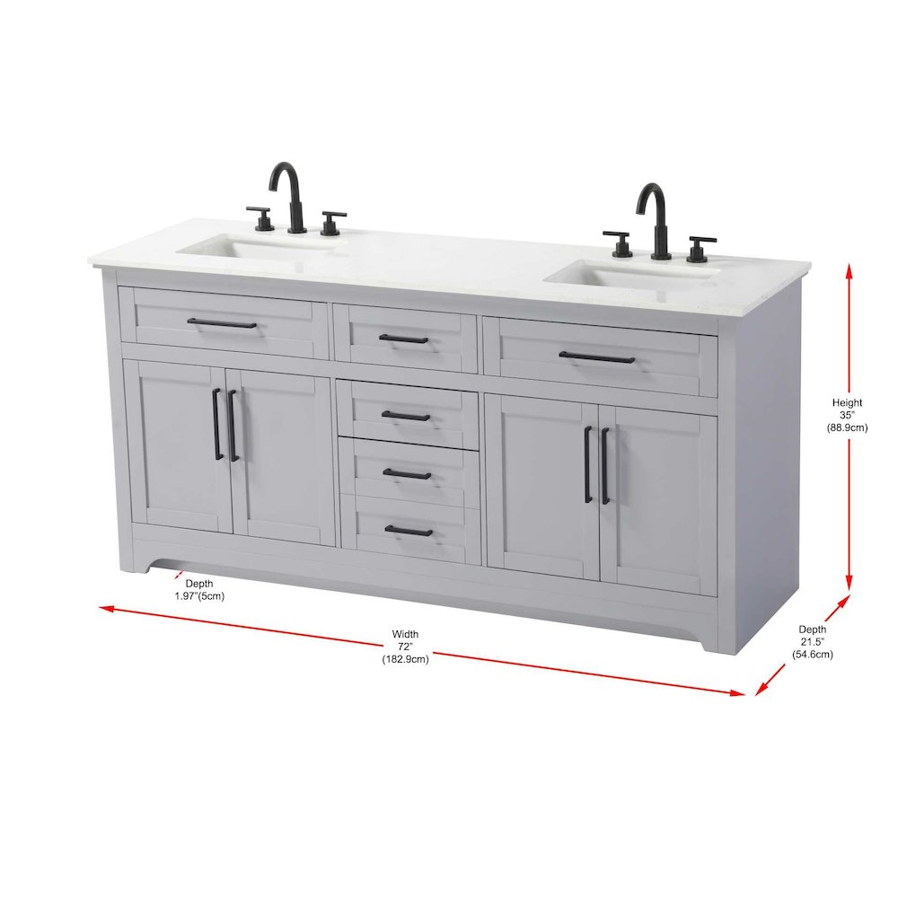 72 inch Double Bathroom Vanity in Grey. Picture 8