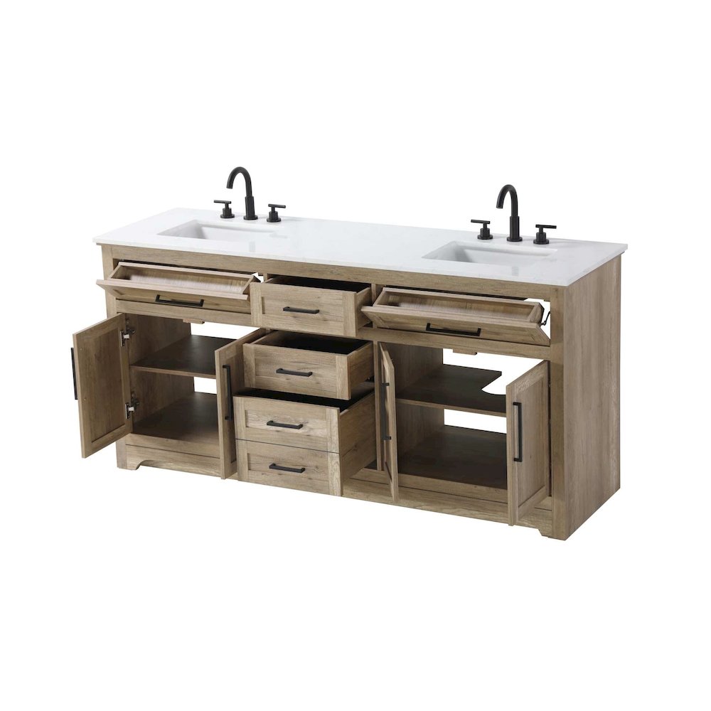 72 inch Double Bathroom Vanity in Natural oak. Picture 2