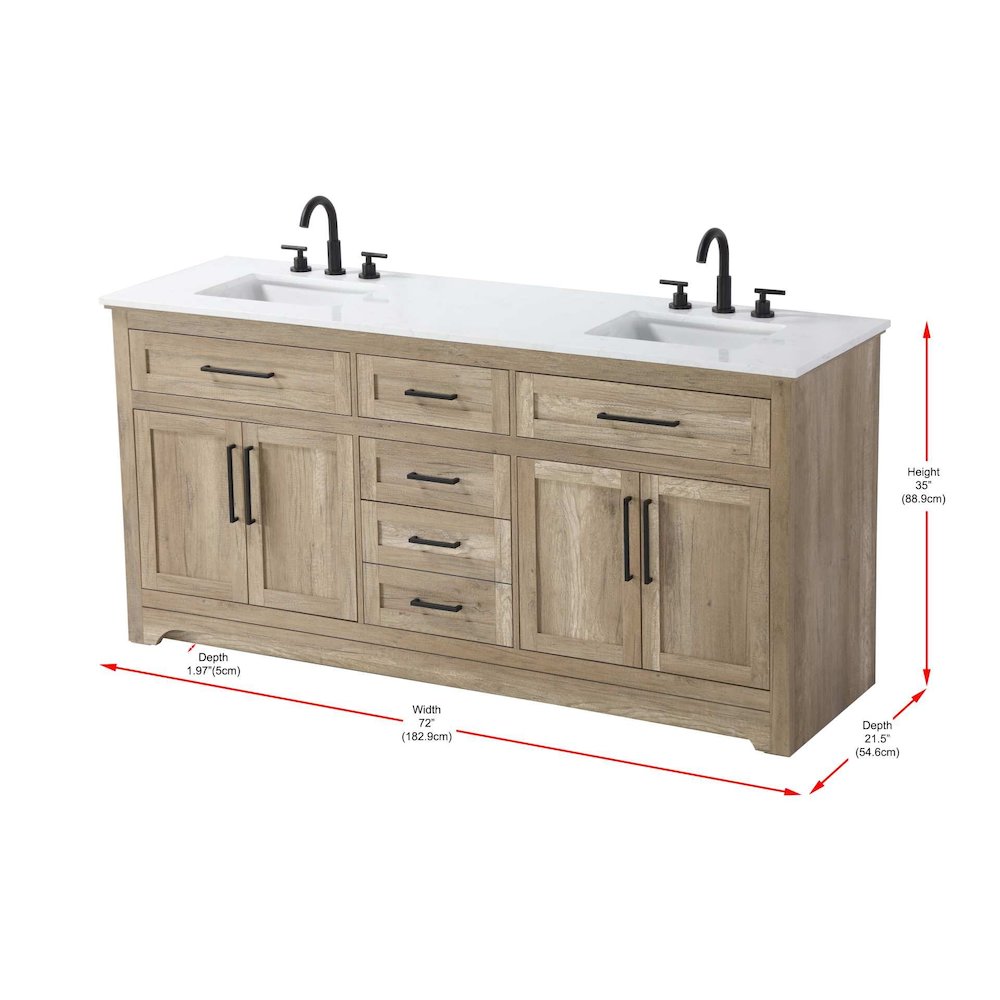 72 inch Double Bathroom Vanity in Natural oak. Picture 8