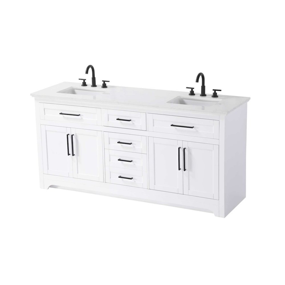 72 inch Double Bathroom Vanity in White. Picture 1