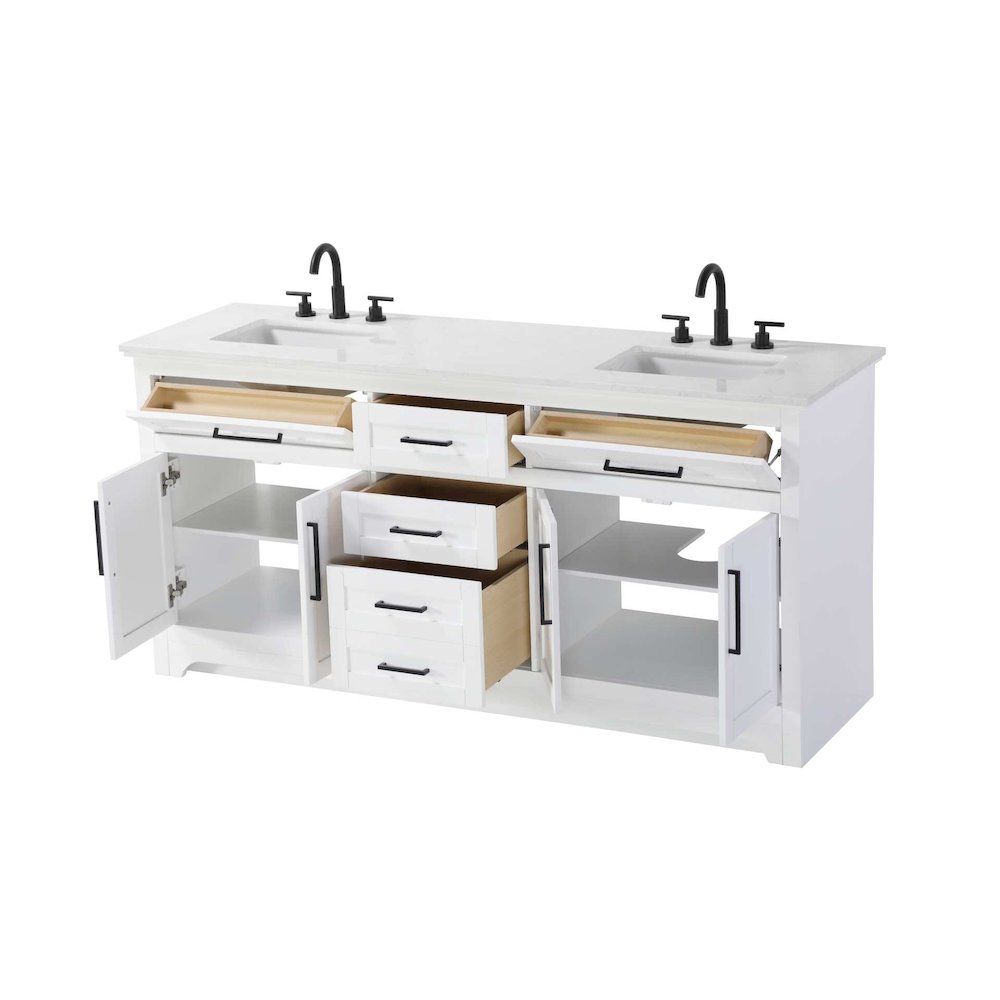 72 inch Double Bathroom Vanity in White. Picture 2