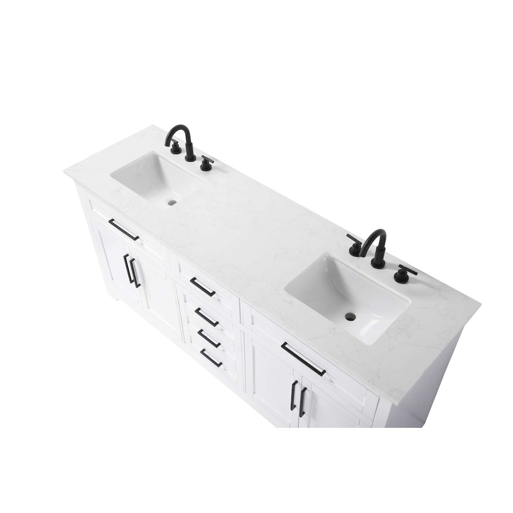 72 inch Double Bathroom Vanity in White. Picture 3