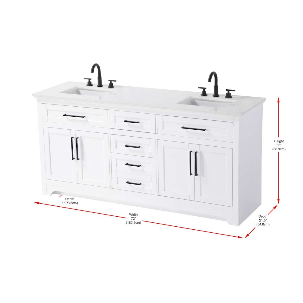 72 inch Double Bathroom Vanity in White. Picture 8