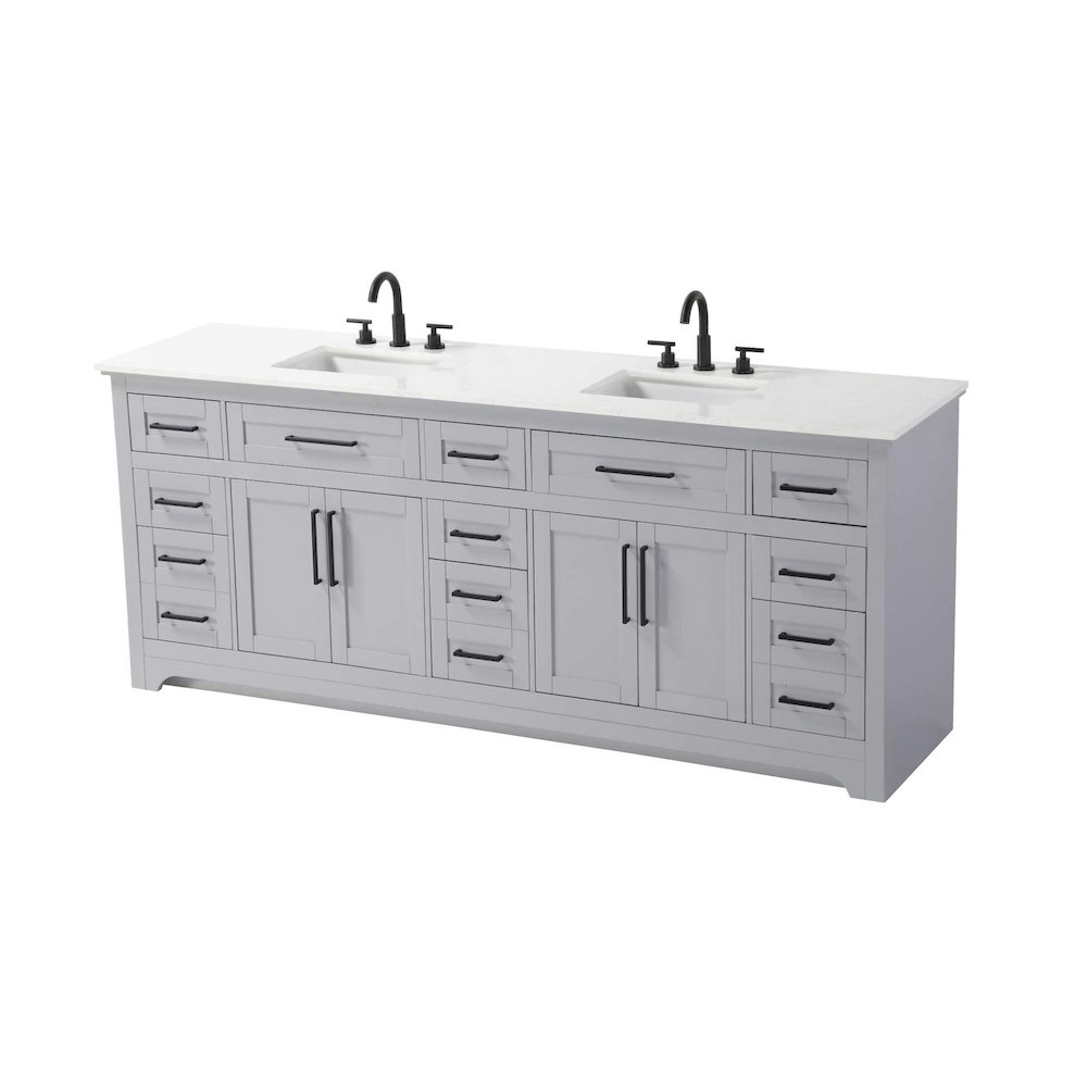 84 inch Double Bathroom Vanity in Grey. Picture 1