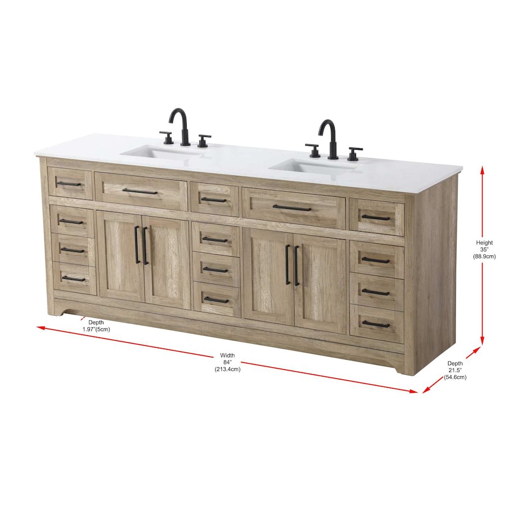 84 inch Double Bathroom Vanity in Natural oak. Picture 8