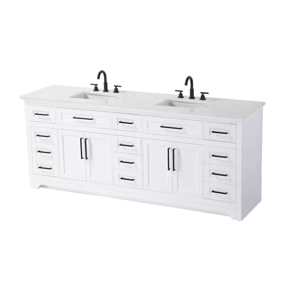 84 inch Double Bathroom Vanity in White. Picture 1