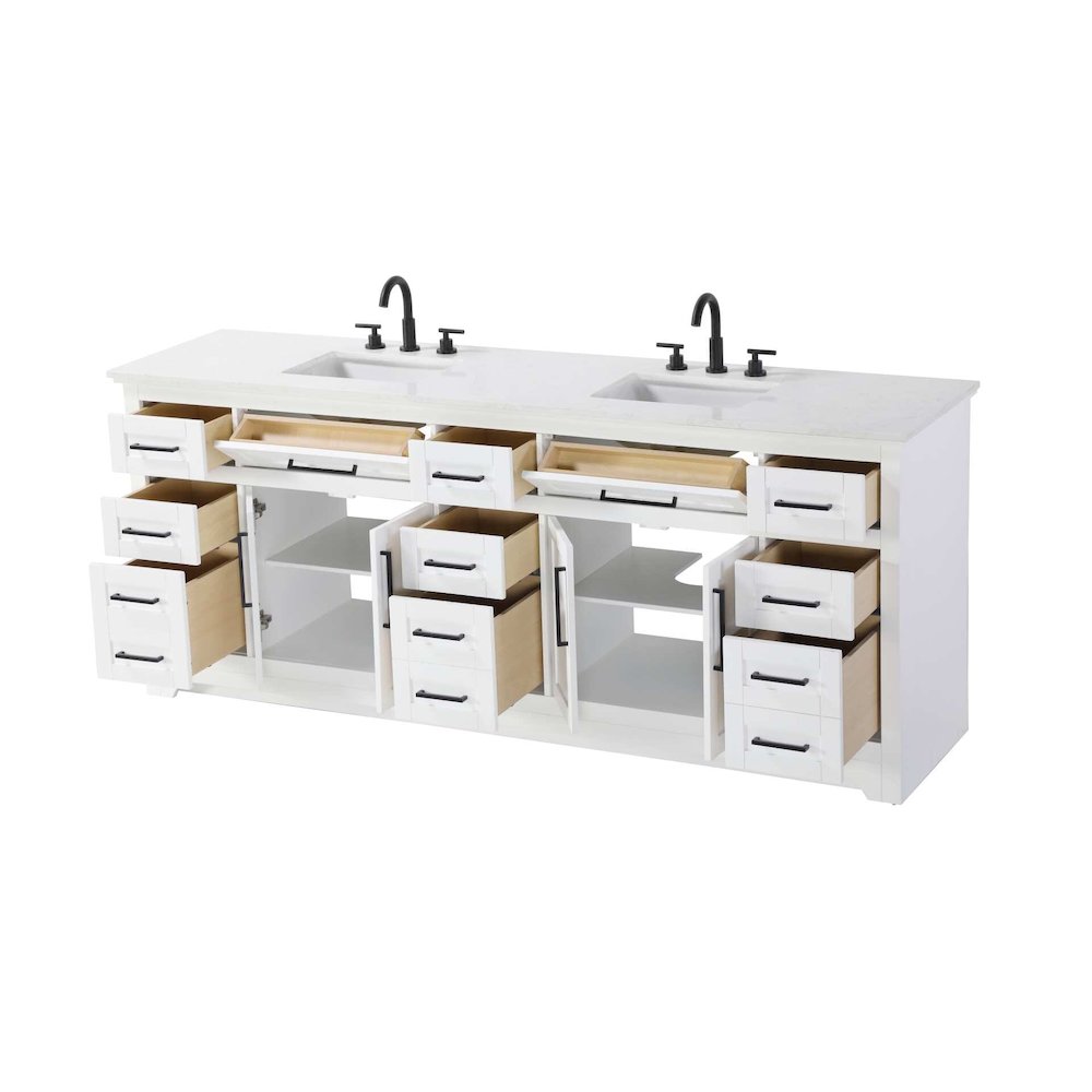 84 inch Double Bathroom Vanity in White. Picture 2