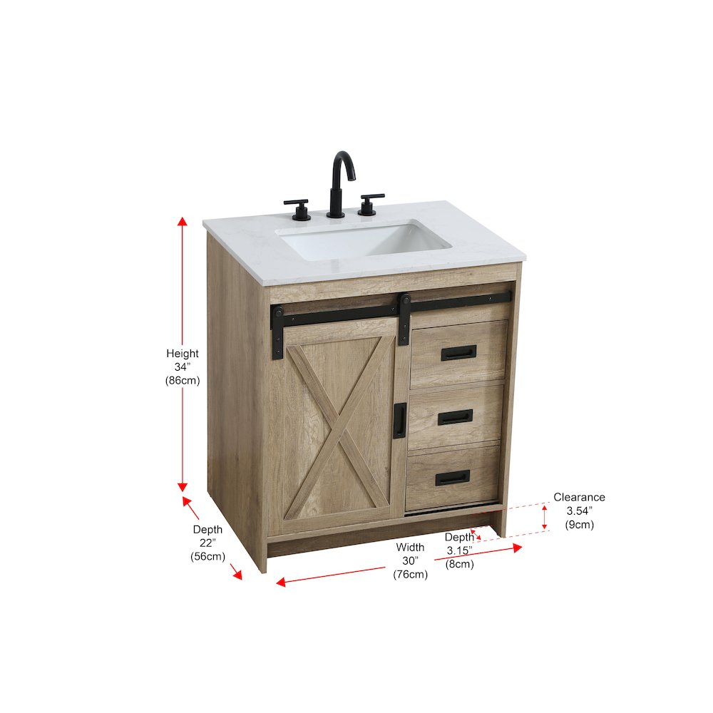 Austin 30 Inch Single Bathroom Vanity In Natural Oak. Picture 15