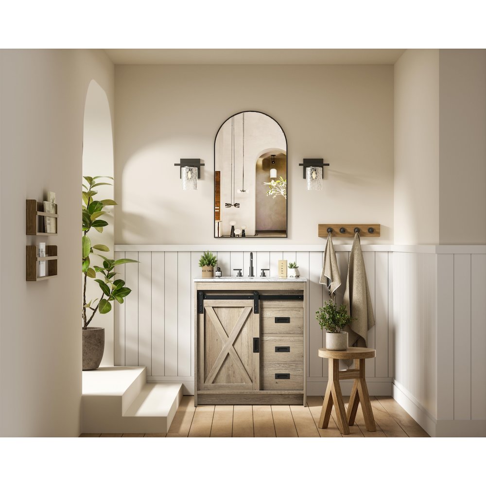 Austin 30 Inch Single Bathroom Vanity In Natural Oak. Picture 4