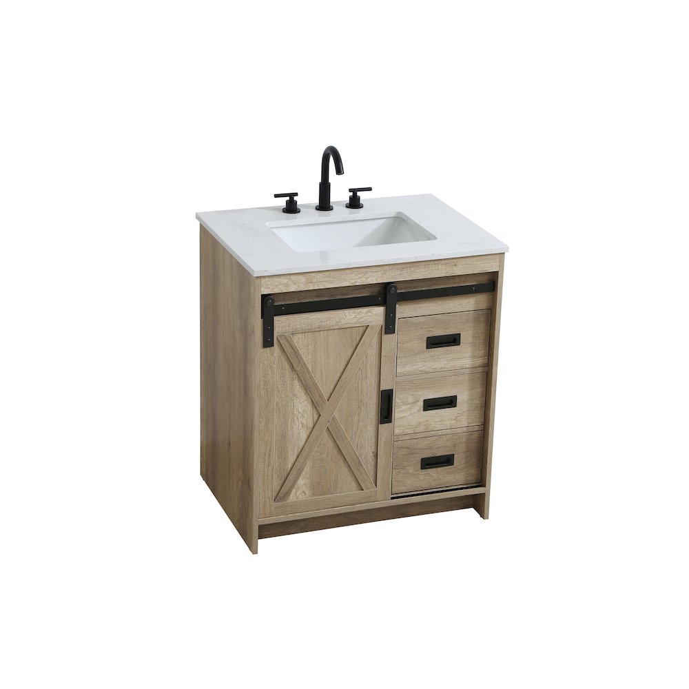 Austin 30 Inch Single Bathroom Vanity In Natural Oak. Picture 6