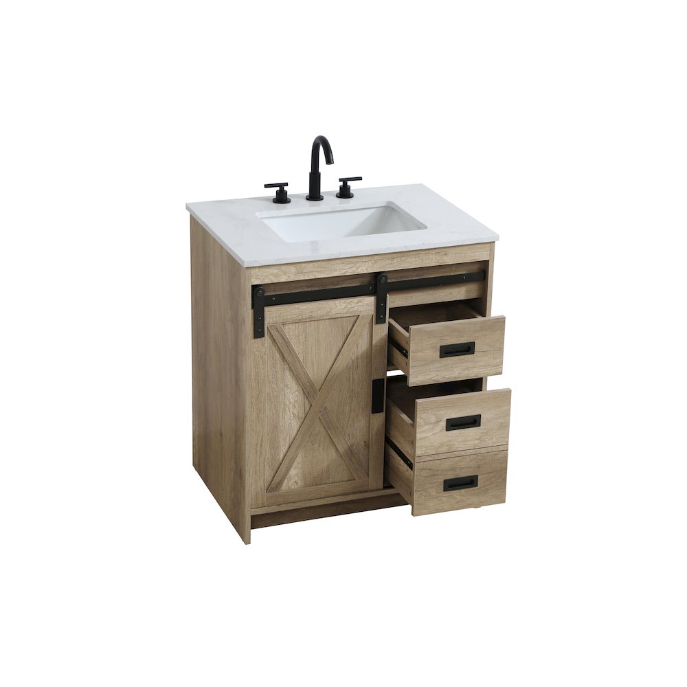 Austin 30 Inch Single Bathroom Vanity In Natural Oak. Picture 7