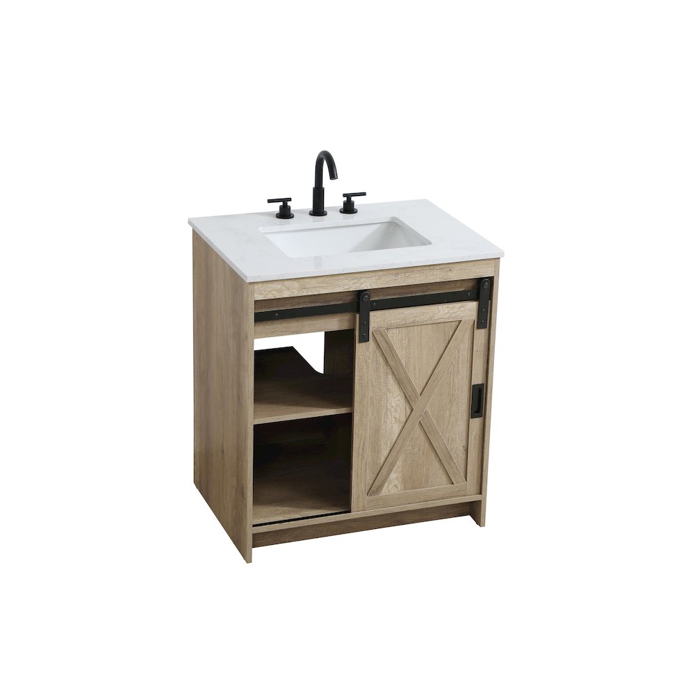 Austin 30 Inch Single Bathroom Vanity In Natural Oak. Picture 8