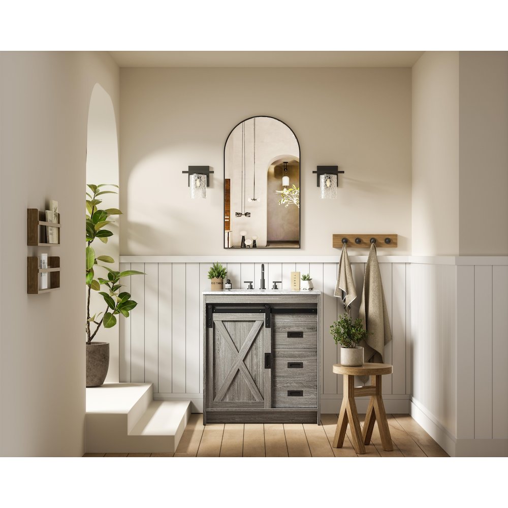 Austin 30 Inch Single Bathroom Vanity In Rustic Grey. Picture 4