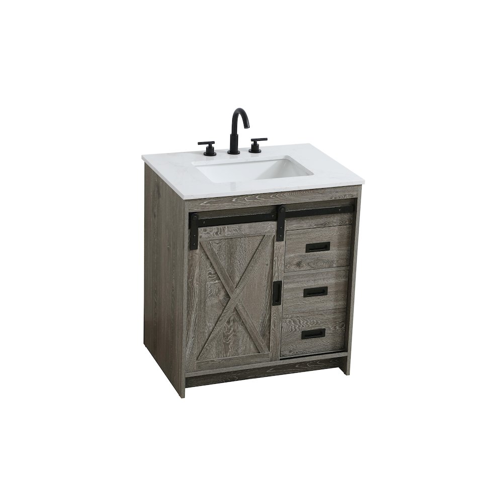 Austin 30 Inch Single Bathroom Vanity In Rustic Grey. Picture 6