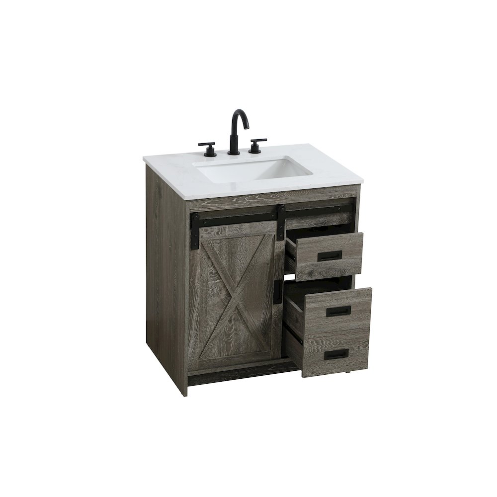 Austin 30 Inch Single Bathroom Vanity In Rustic Grey. Picture 7