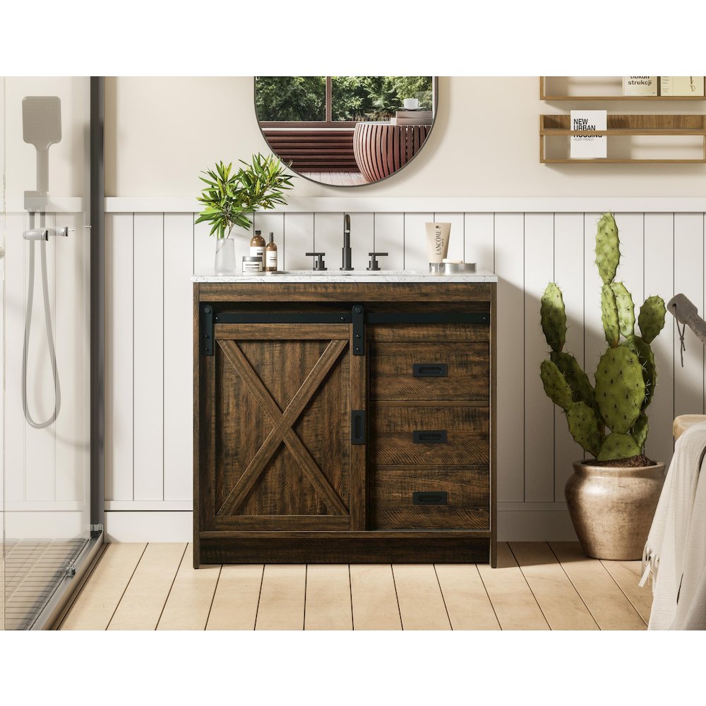 Austin 36 Inch Single Bathroom Vanity In Expresso. Picture 2