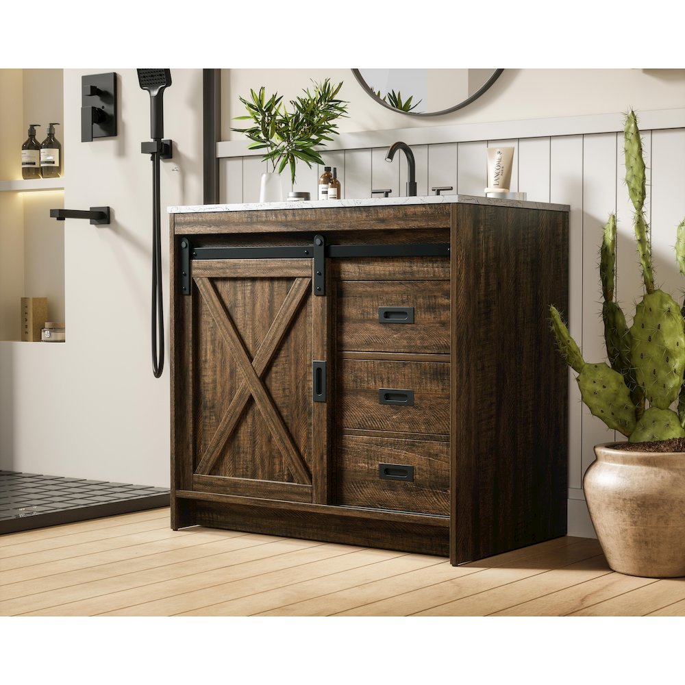 Austin 36 Inch Single Bathroom Vanity In Expresso. Picture 3