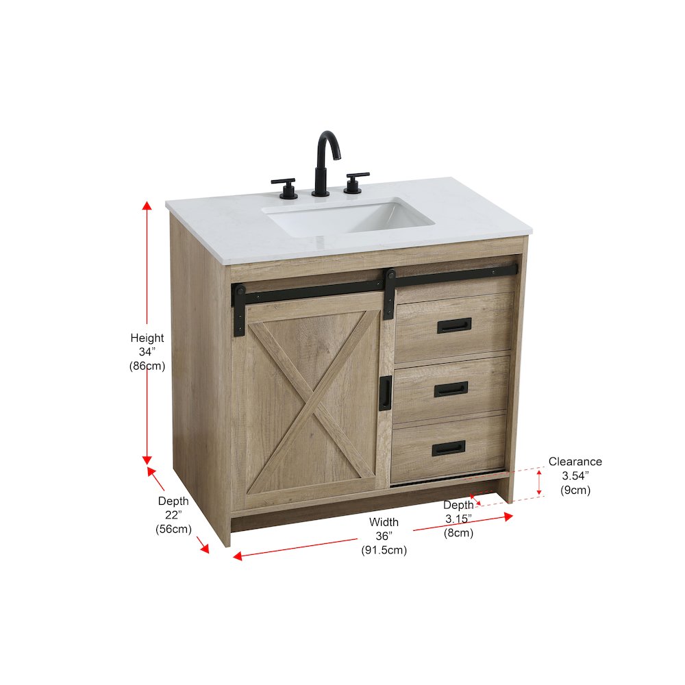 Austin 36 Inch Single Bathroom Vanity In Natural Oak. Picture 15
