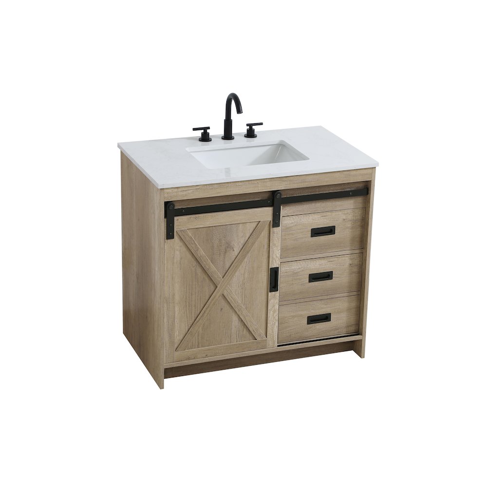 Austin 36 Inch Single Bathroom Vanity In Natural Oak. Picture 6
