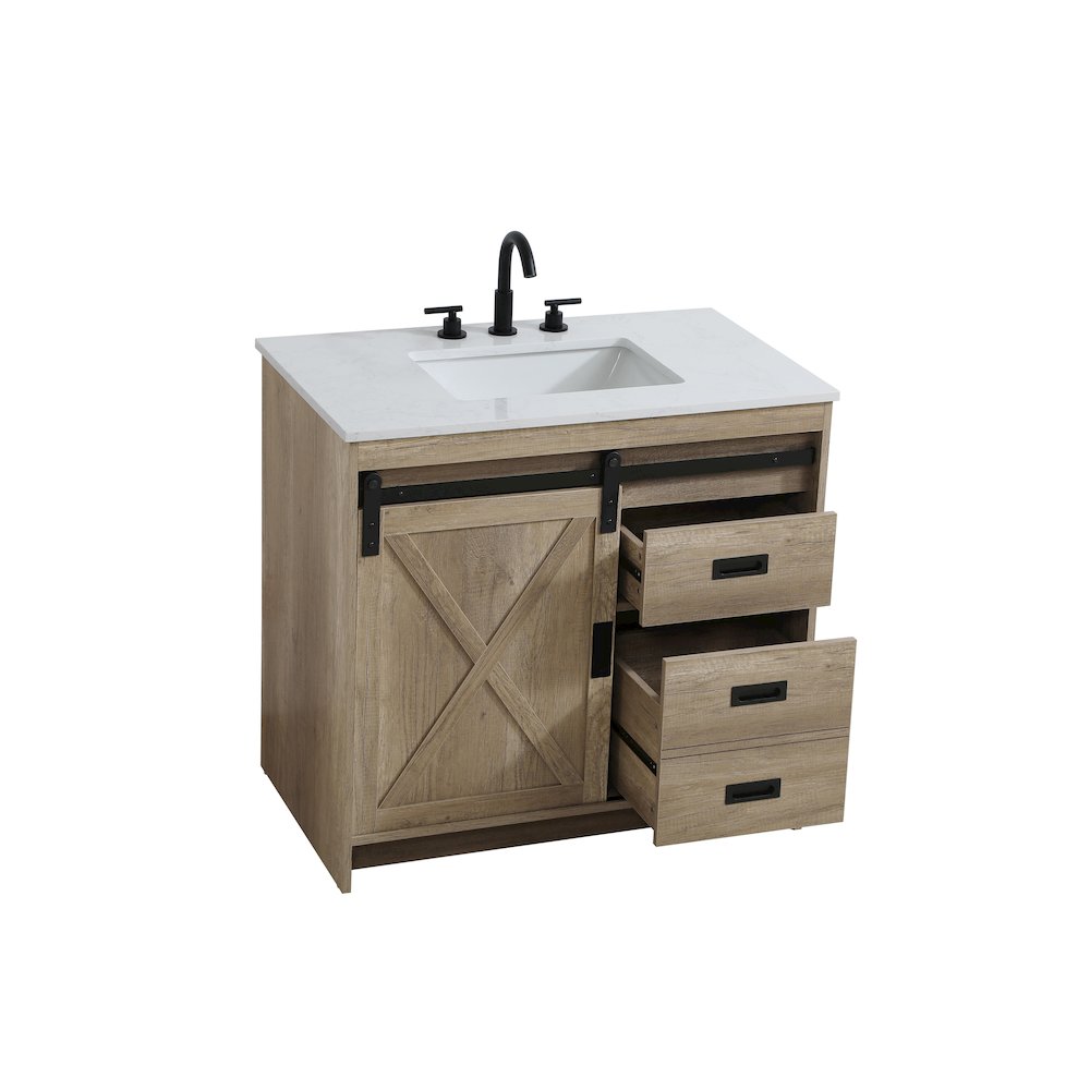 Austin 36 Inch Single Bathroom Vanity In Natural Oak. Picture 7