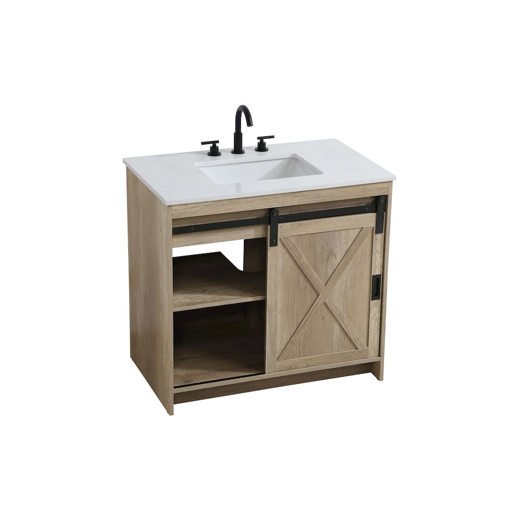 Austin 36 Inch Single Bathroom Vanity In Natural Oak. Picture 8