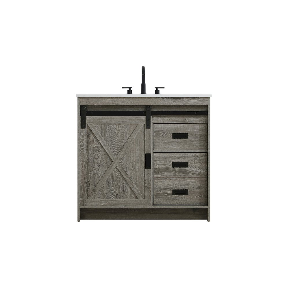 Austin 36 Inch Single Bathroom Vanity In Rustic Grey. Picture 1