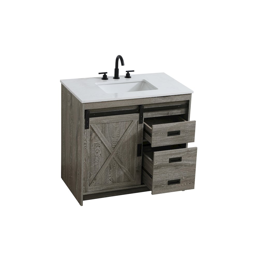 Austin 36 Inch Single Bathroom Vanity In Rustic Grey. Picture 7