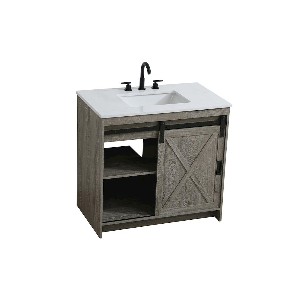 Austin 36 Inch Single Bathroom Vanity In Rustic Grey. Picture 8