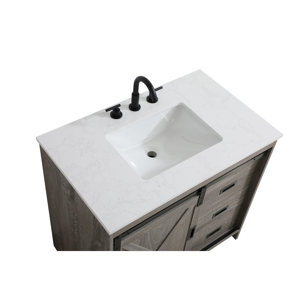 Austin 36 Inch Single Bathroom Vanity In Rustic Grey. Picture 9
