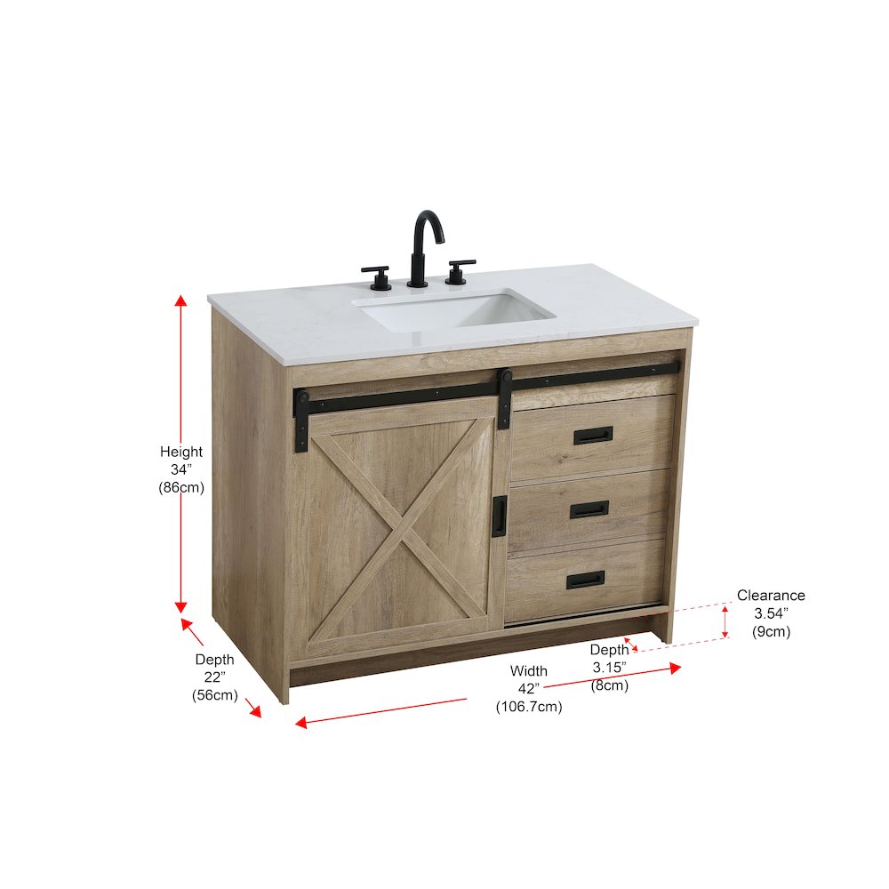 Austin 42 Inch Single Bathroom Vanity In Natural Oak. Picture 15