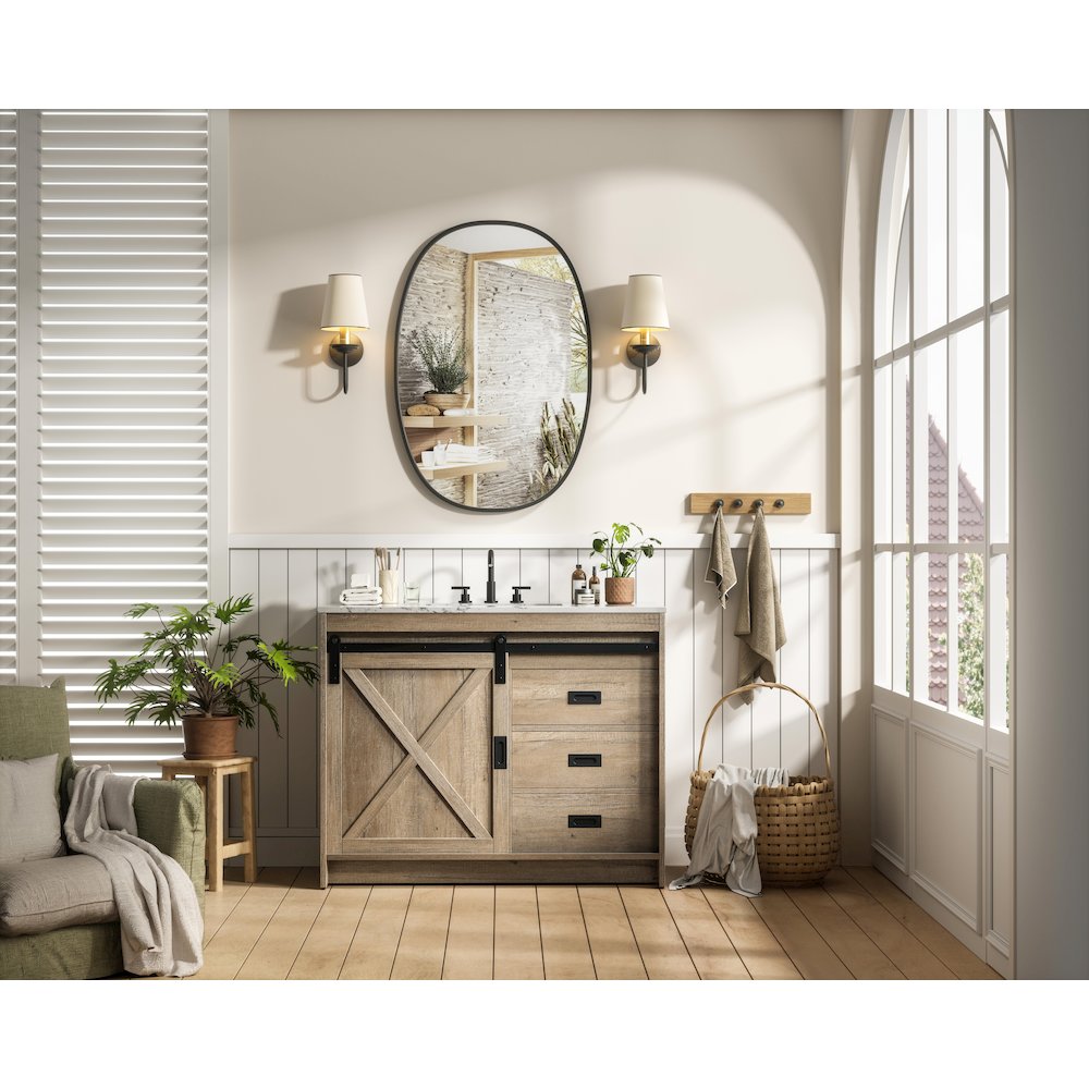 Austin 42 Inch Single Bathroom Vanity In Natural Oak. Picture 4