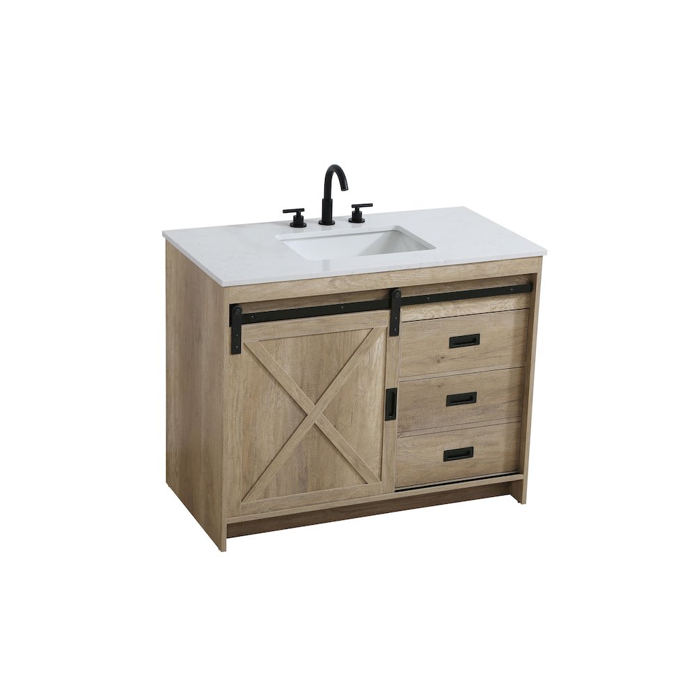 Austin 42 Inch Single Bathroom Vanity In Natural Oak. Picture 6